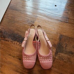DIOR Pink Mesh Slingback Flats